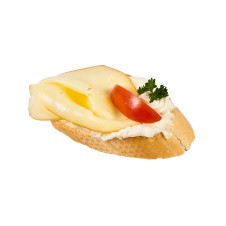 Chlebíček s uzeným Eidamem na sýrové pomazánce s česnekem