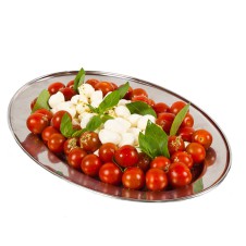 1 kg obložená mísa - "Caprese" cherry rajčátka s baby mozzarellou, čerstvou bazalkou a olivovým olejem