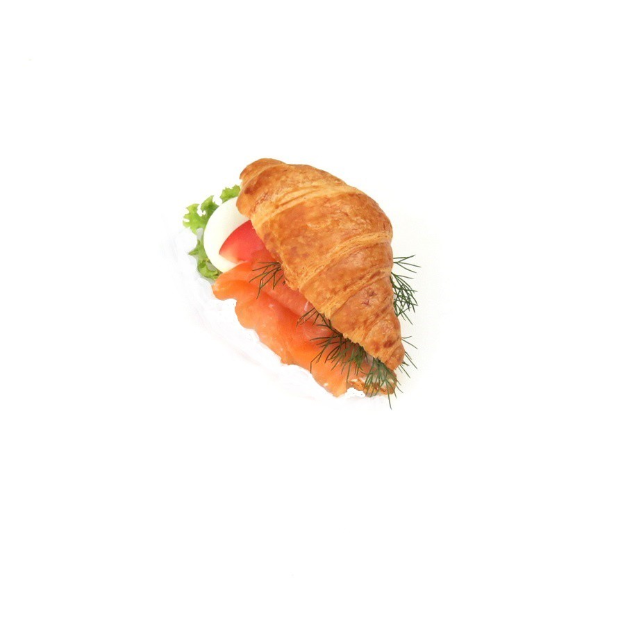 Mini croissant s uzeným norským lososem na pom. "másle" s čerstvým koprem